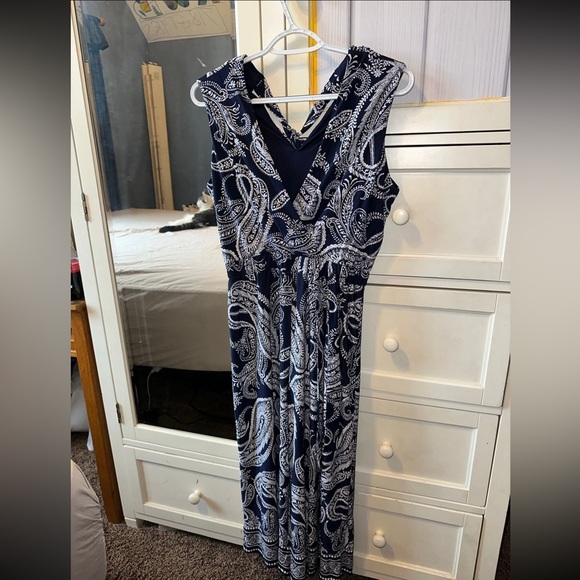 Studio One Blue and White Maxi Dress Size 2 - Picture 3 of 9